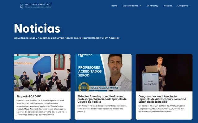 Sección de noticias de la web del Dr. Amestoy
